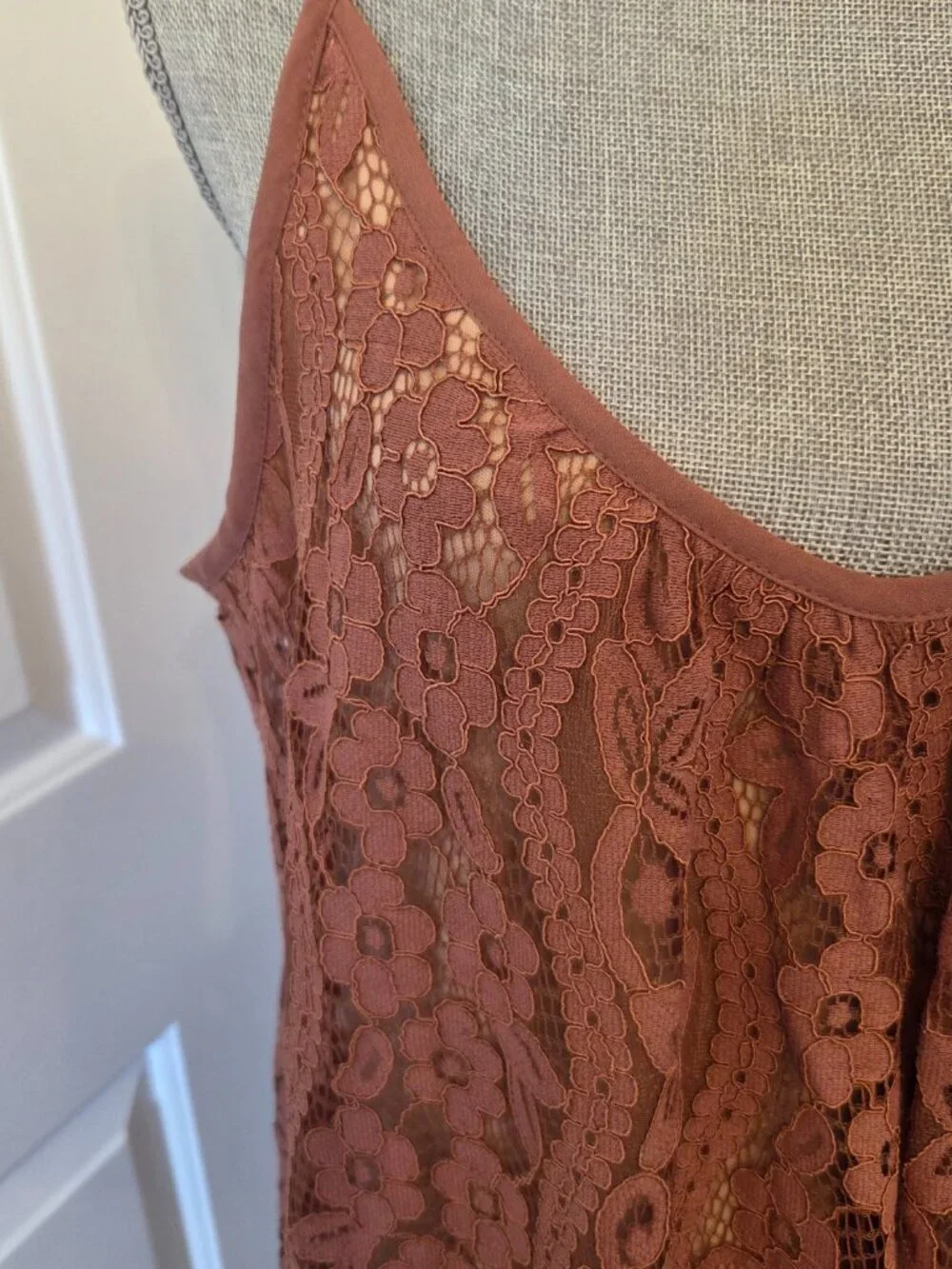 Lovestitch lace camisole style dress rusty brown colour spagetti strap size m/l - Picture 2 of 7